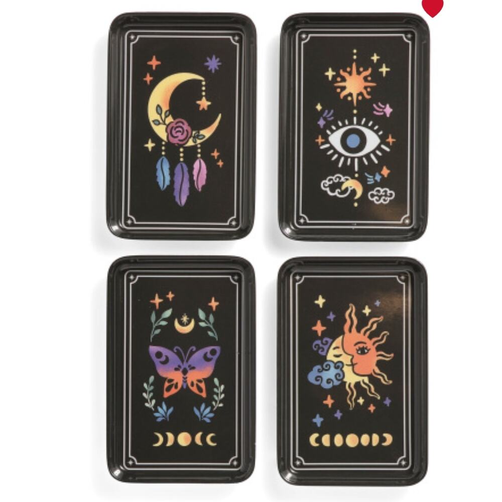 Tarot Card Melamine Plates Set 4 Appetizer Halloween Nicole Miller Rectangle New